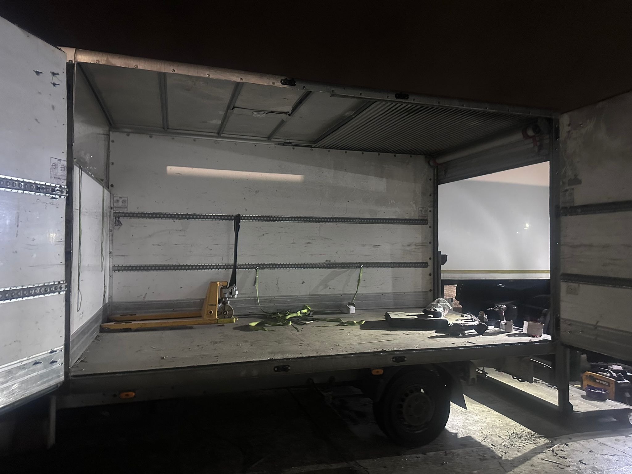 Van cargo area with barn doors open